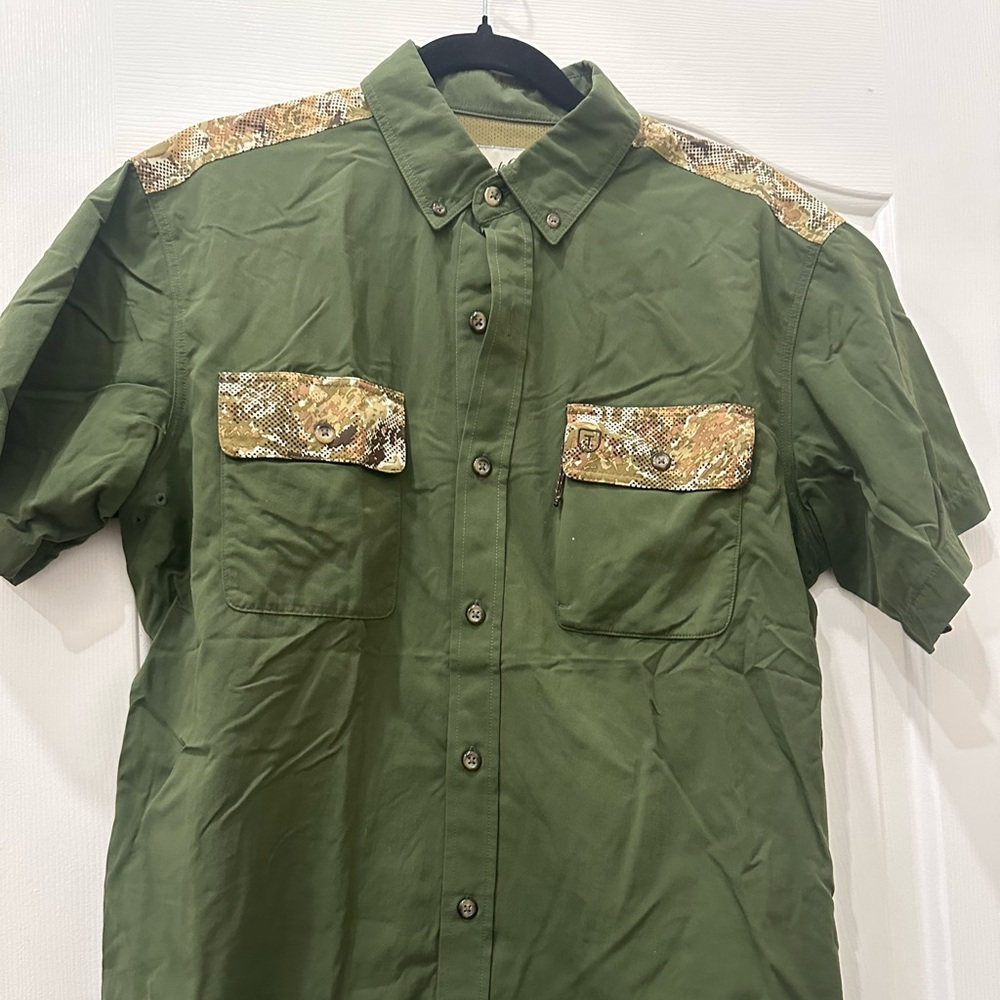 Tecovas Olive Button-Down Shirt with Patterned Accents